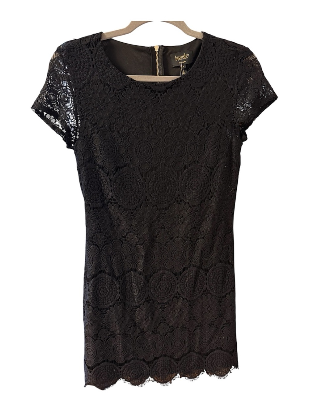 Laundry By Shelli Segal Black Lace Cap Sleeve Mini Dress